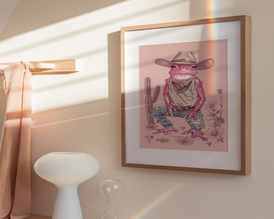 Girly Cowgirl Frog Western Kids Room Art Print - Image 3