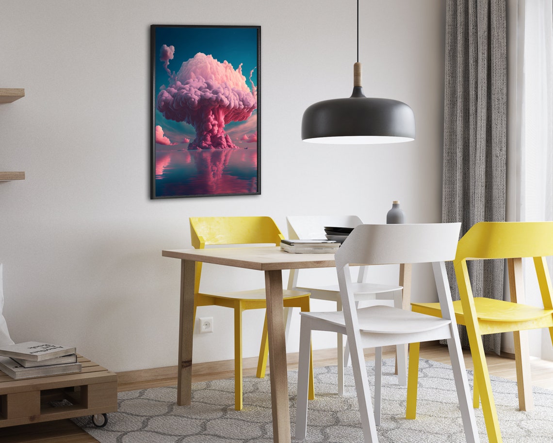 Giant Pink Cloud Over Ocean Reflection Surreal Sky Art Poster - Image 2