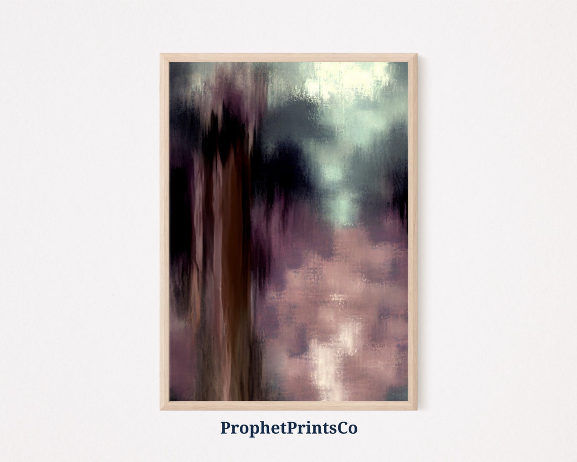 Moody Abstract Dark Purple Brown Vertical Rain Streaks Dark Art Poster