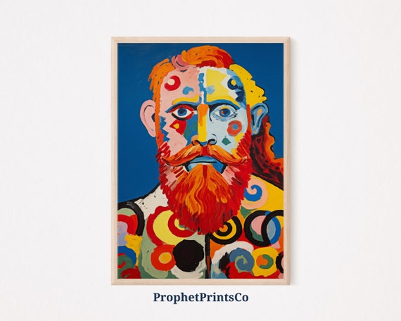 Colorful Viking Art Poster Print Inspired By Matisse Modern Viking Portrait Viking Home Dcor Wall Art