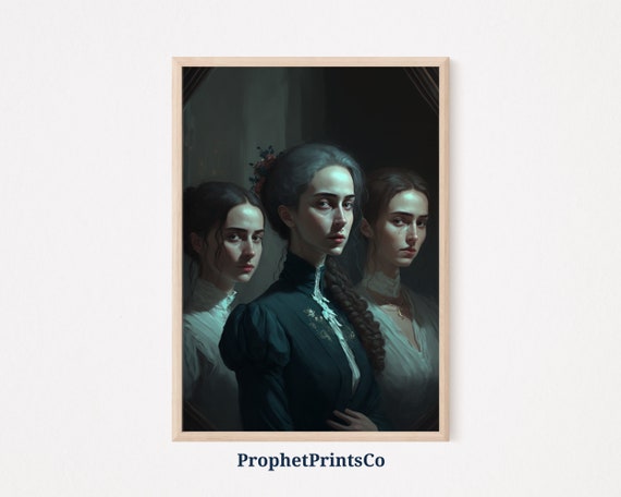 Dark Academia Women Poster Print Victorian Wall Art Gothic Gift Moody Oil Painting Home Dcor Wall Art Digitial