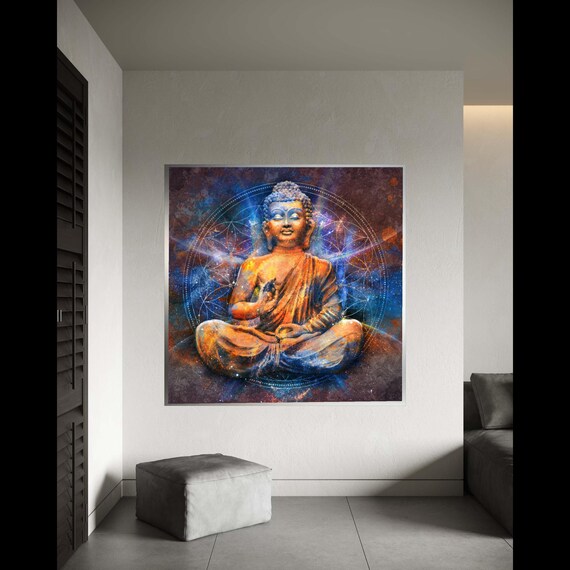 Meditative Buddha Canvas Wall Art Spiritual Zen Decor Abstract Cosmic Meditation Painting Yoga Room Decoration Gift Home