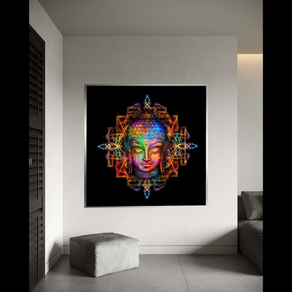 Colorful Buddha Canvas Wall Art Spiritual Meditation Decor Vibrant Mandala Design Abstract Zen Ready To Gift Home