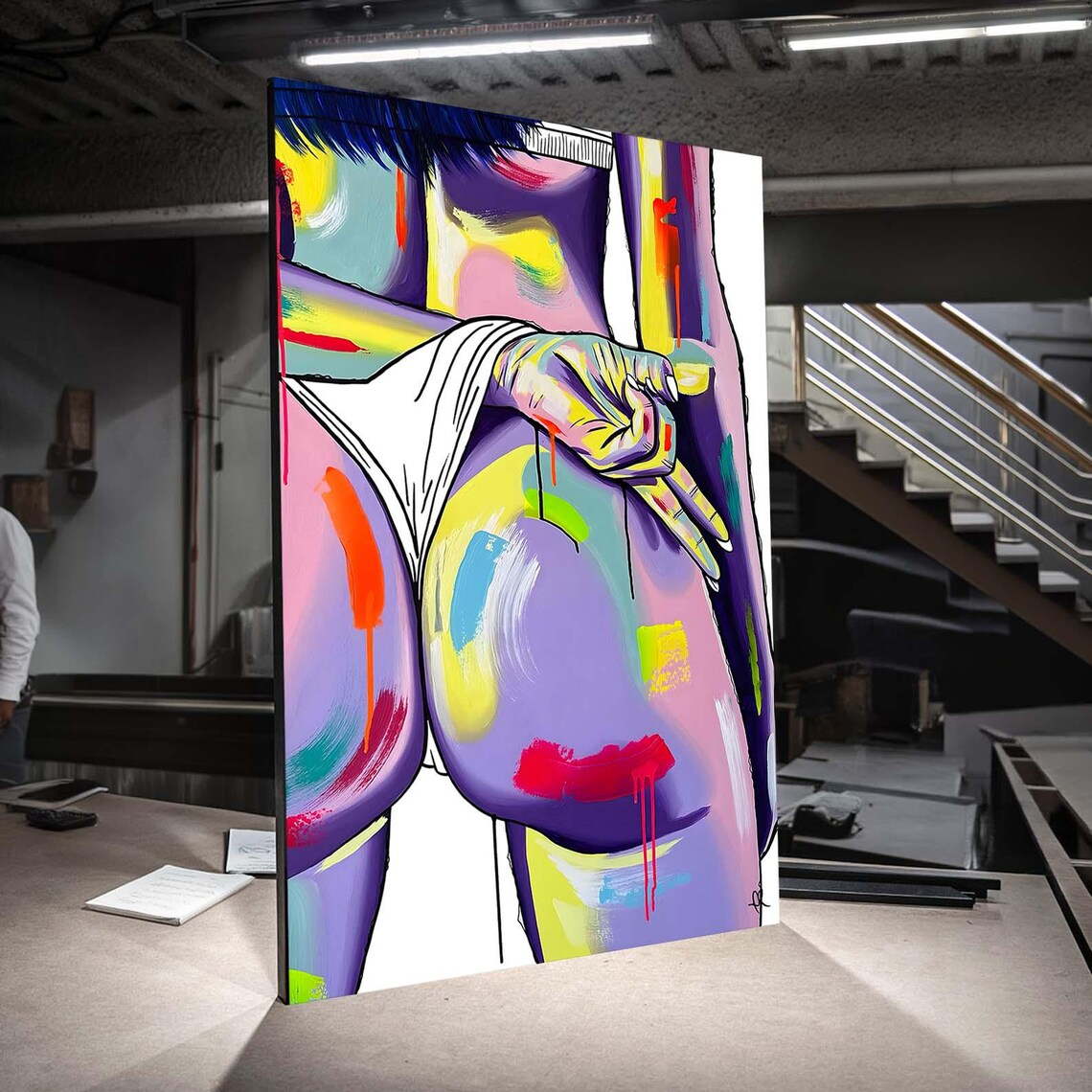 Bold Pop Art Woman Figure in Vivid Colors Modern Abstract Art Poster