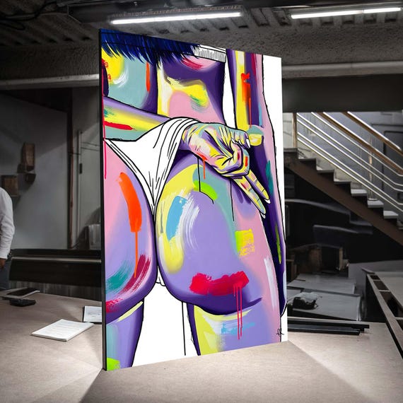 Erotic Pop Art Colorful Sensual Woman Sexy Body Canvas Modern Wall Bold Decor