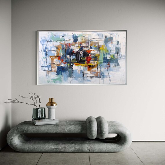 Contemporary Abstract Canvas Wall Art Colorful Geometric Design Modern Painting Home Decor Vibrant Office Gift