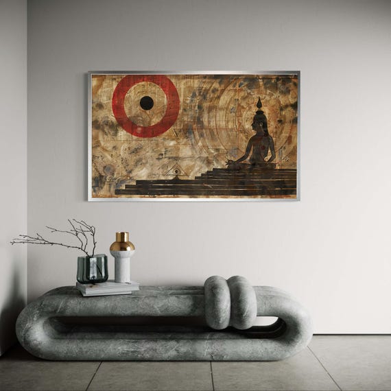 Meditating Buddha Ancient Manuscript Art Print