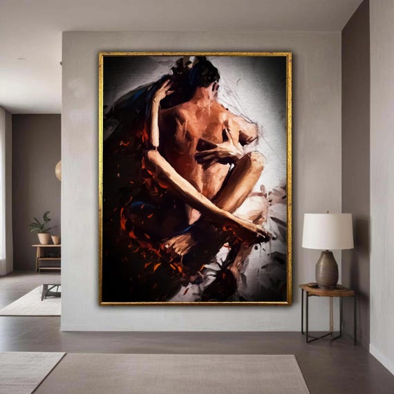 Intimate Embrace Wall Art Print, Romantic Bedroom Decor