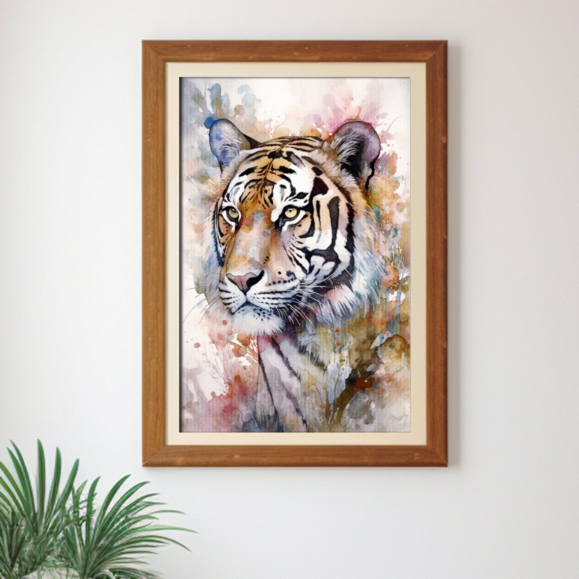 Tiger Head Watercolor Portrait Wildlife Big Cat Painting Poster - Image 3