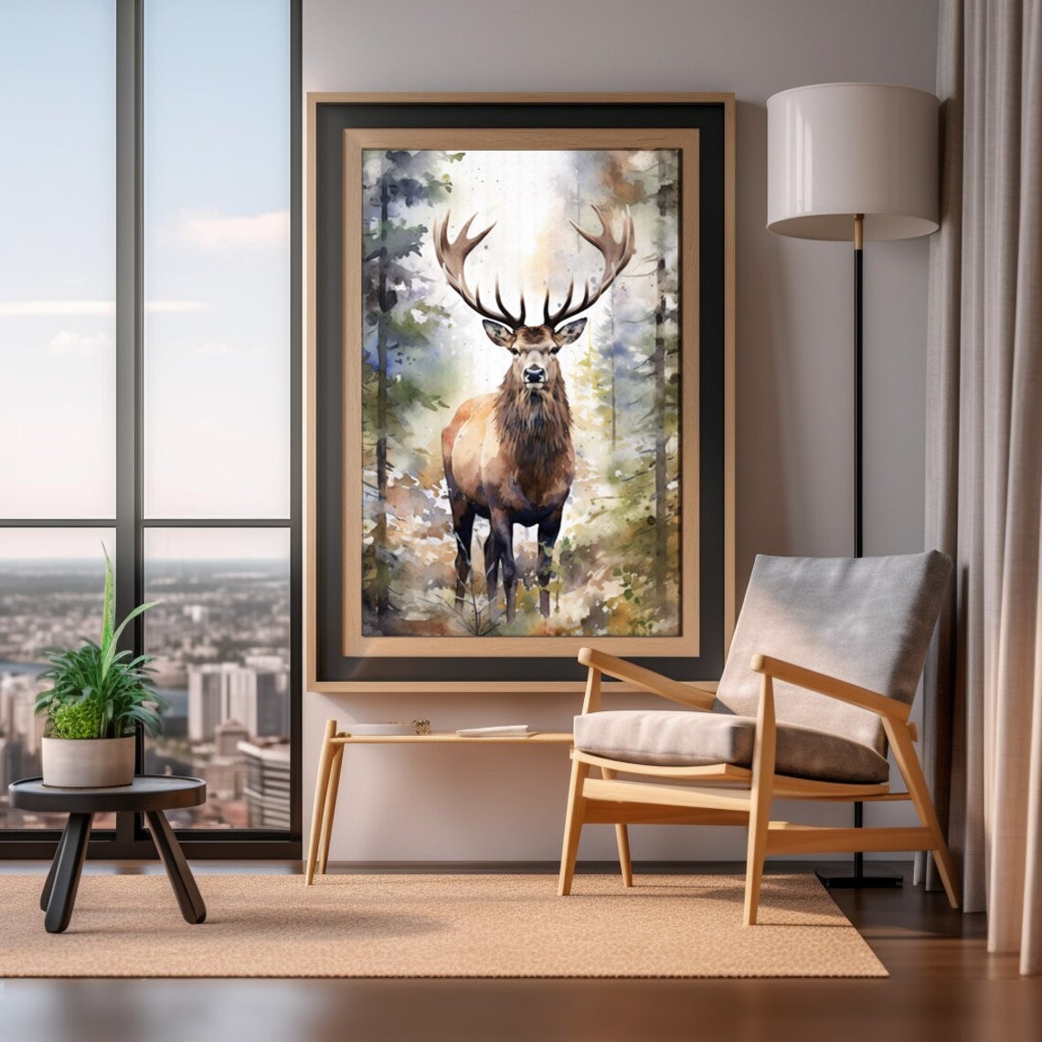 Elk Watercolor Art Print, Wildlife Wall Decor - Image 2