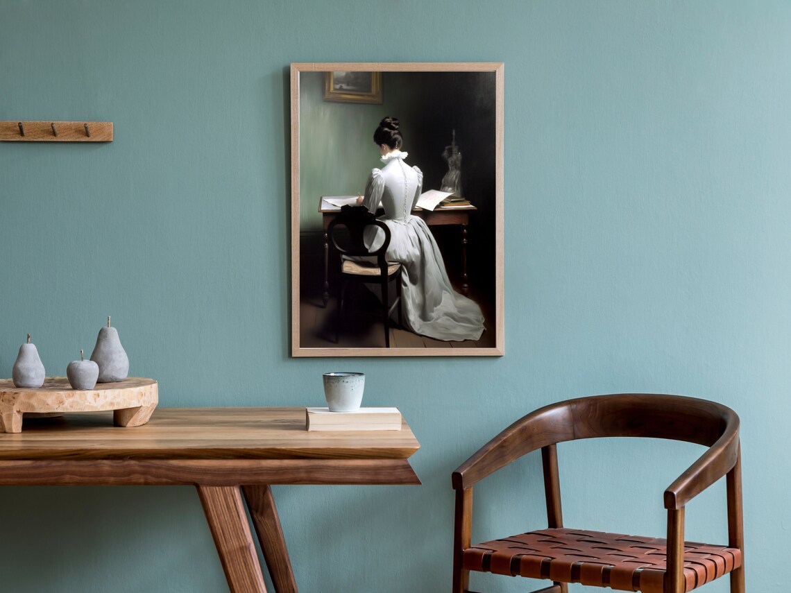 Vintage Woman Writing Love Letter Classic Portrait Painting Poster - Image 3