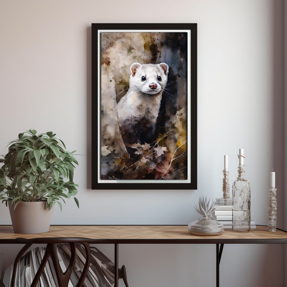 Ferret Watercolor Art Print, Animal Wall Decor - Image 3