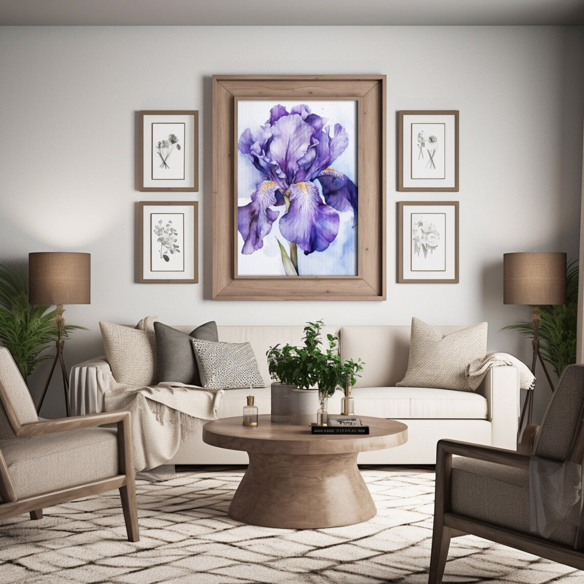 Iris Watercolor Art Print, Hallway Living Room Decor - Image 4