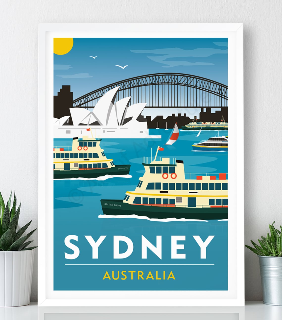 Sydney Ferries Vintage Travel Poster, Australia