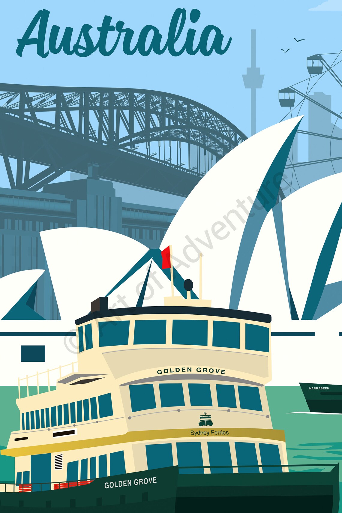Sydney, Australia Vintage Travel Poster Art Print - Image 3