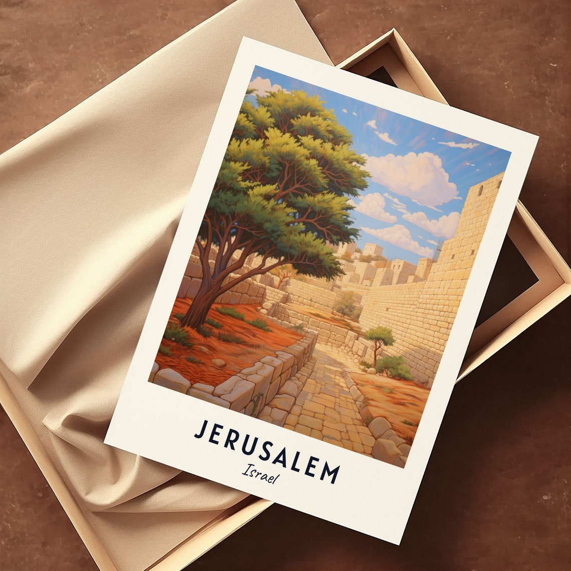 Jerusalem Israel Old City Stone Street Ancient Wall View Poster - Image 3