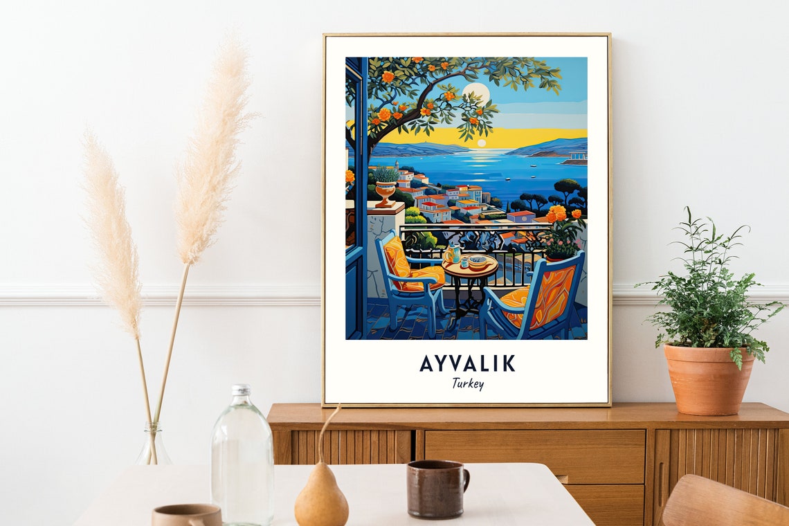 Ayvalik Turkey Aegean Sea Balcony Breakfast Ocean View Travel Poster - Image 2