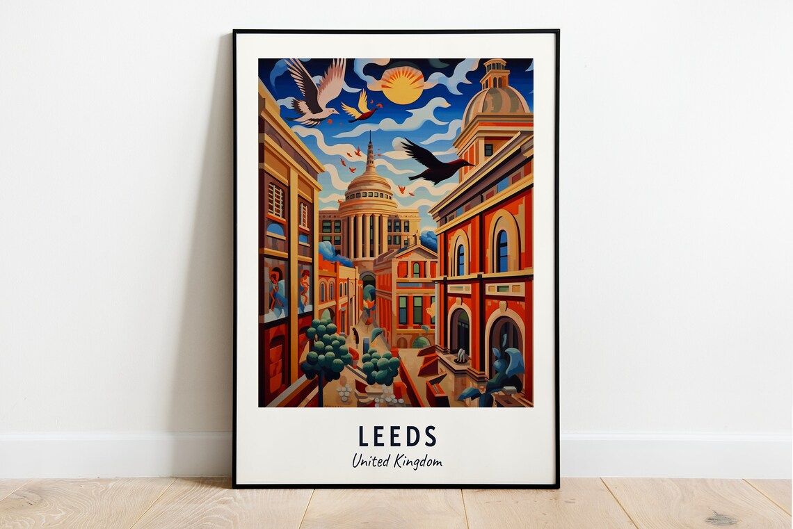 Leeds Travel Poster, United Kingdom City Print