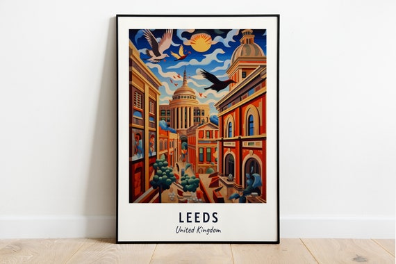 Leeds Travel Poster, United Kingdom City Print