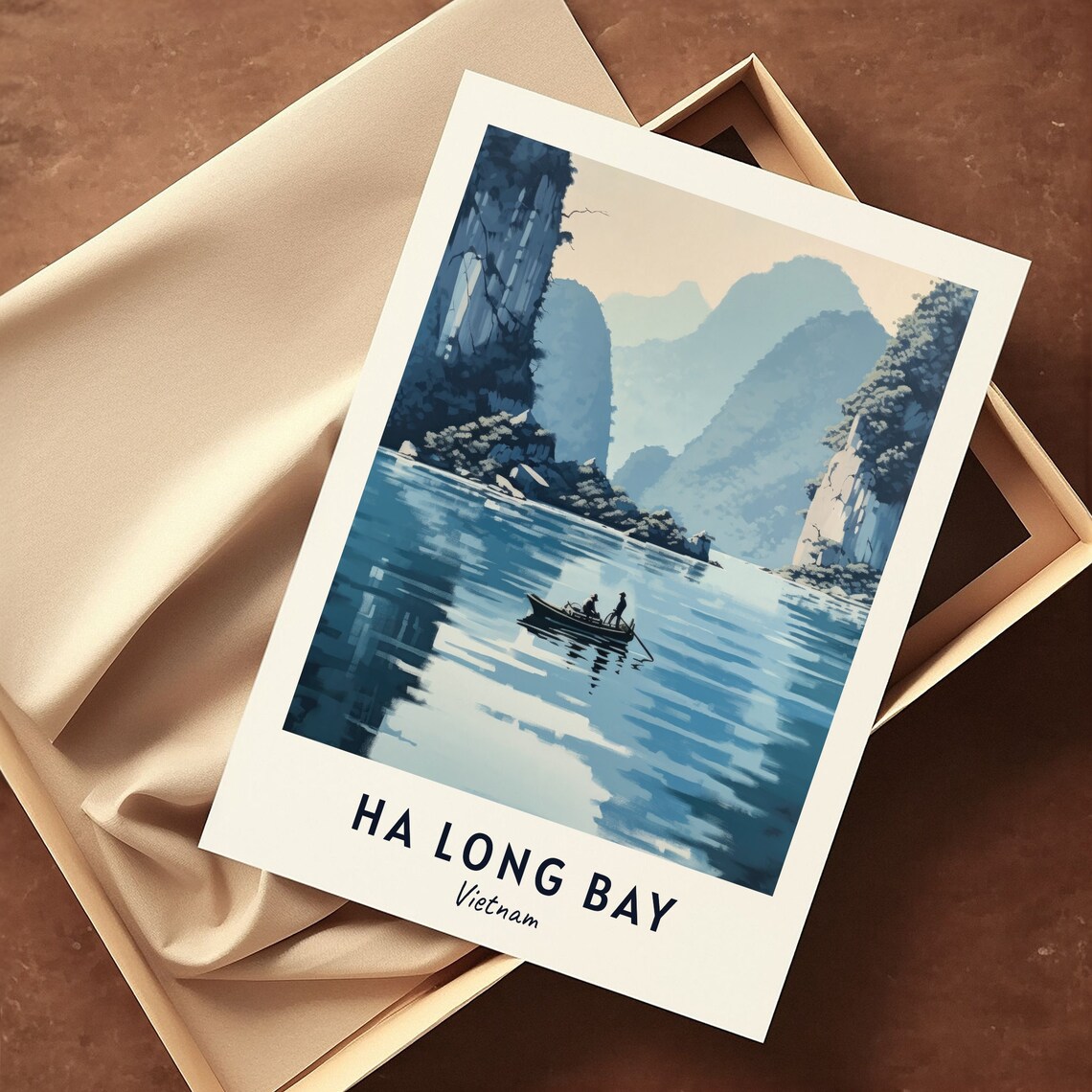 Ha Long Bay Limestone Karsts Small Boat Vietnam Travel Poster - Image 3