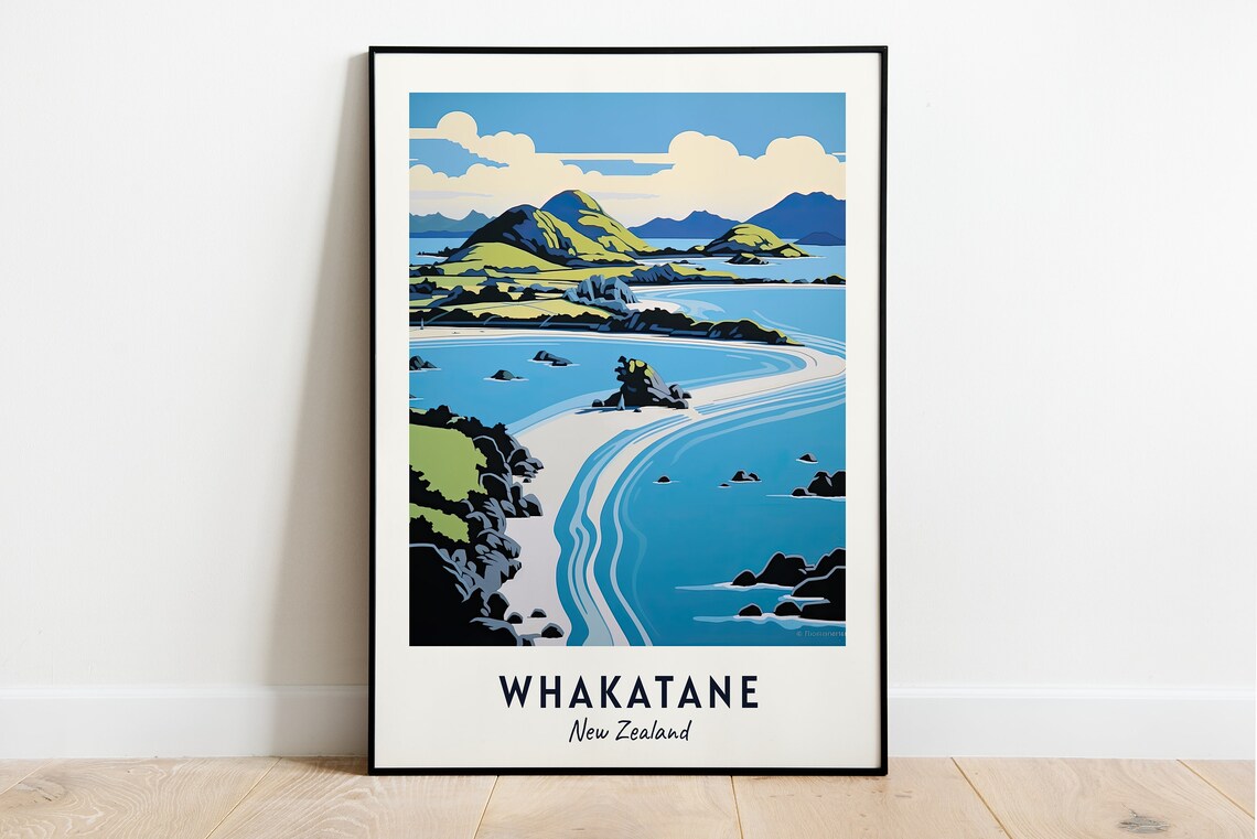 White Island Whakaari Travel Poster, Whakatane New Zealand