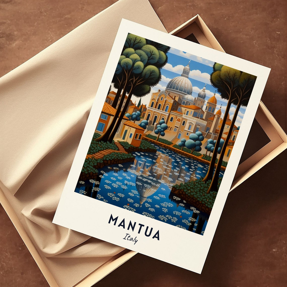 Mantua Italy Lake Reflection Historic Town Travel Poster Home Decor - Image 3