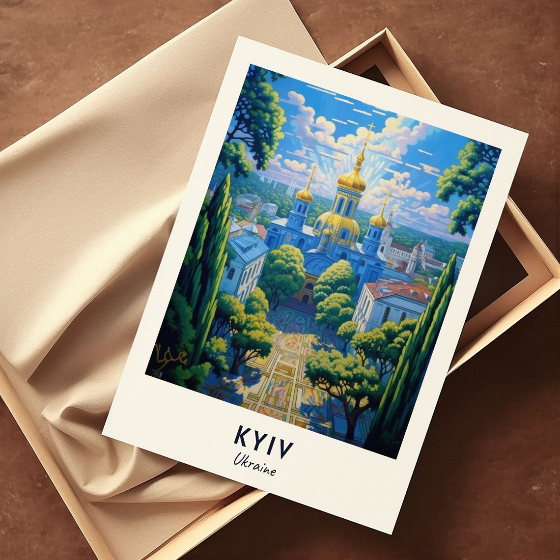 Kyiv Ukraine Cathedral With Golden Domes Among Green Trees Poster - Image 3