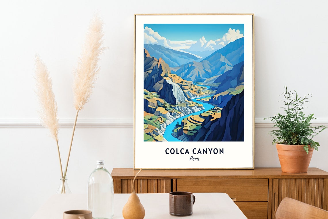 Colca Canyon Terraced Valley with a Turquoise River Peru Poster - Image 2