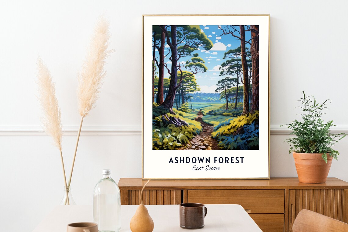 Ashdown Forest East Sussex Woodland Trail Vintage Travel Poster - Image 2