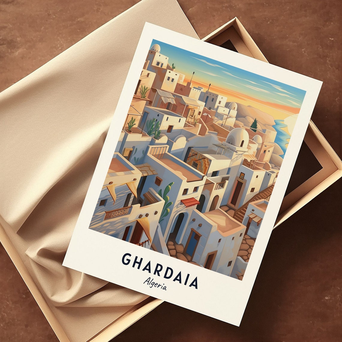 Ghardaia Algeria Whitewashed Mzab Valley Old Town Sunset Poster - Image 3
