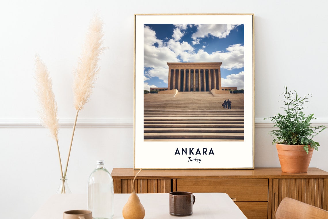 Ankara Turkey Anitkabir Mausoleum Grand Stone Staircase Clouds Poster - Image 2