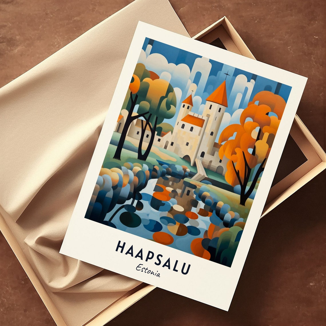 Haapsalu Estonia Castle Lily Pond Autumn Park Art Travel Poster - Image 3