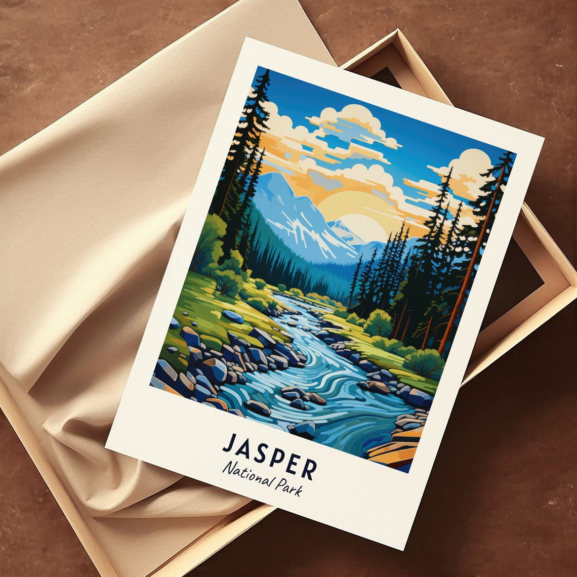 Jasper National Park Snowy Peak River Valley Canadian Rockies Poster - Image 3