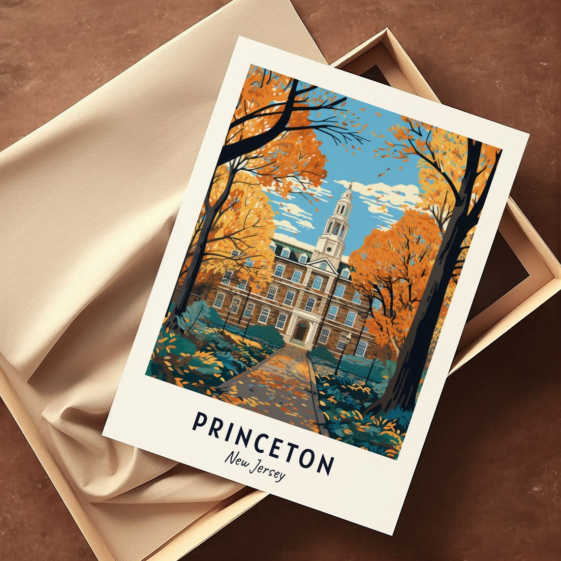 Princeton New Jersey Autumn Campus University Hall Pathway Poster - Image 3