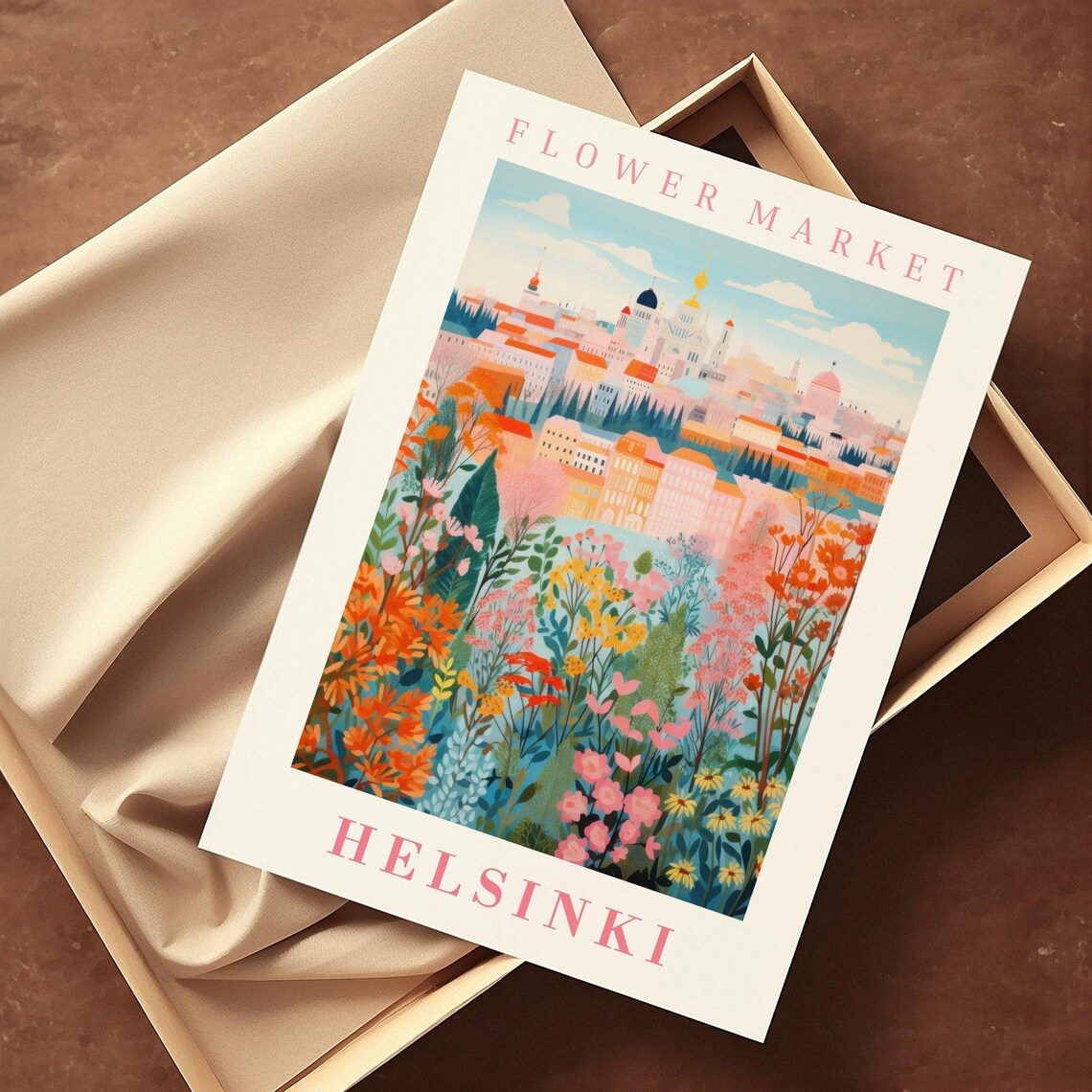 Helsinki Flower Market Poster with Cathedral Dome Meadow Art - Image 2