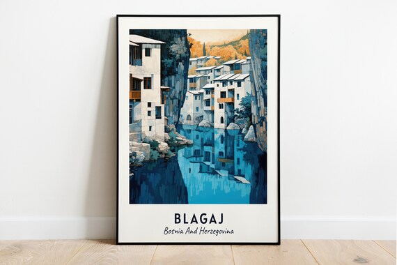 Blagaj Bosnia And Herzegovina Riverside Village Sunset Reflection Poster