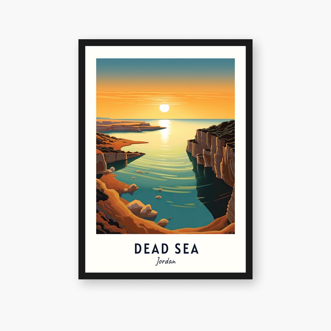Sunset over the Calm Golden Waters of the Dead Sea Jordan Poster - Image 3