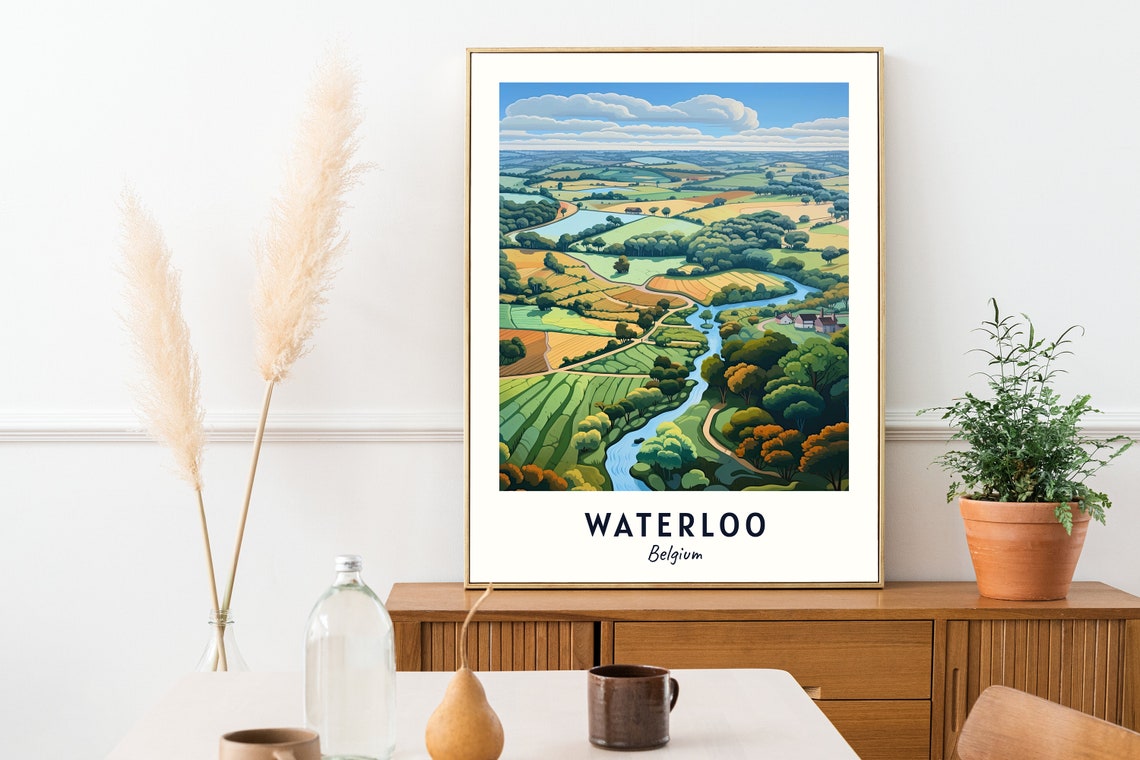 Waterloo Belgium Rolling Countryside River Valley Fields Poster - Image 2