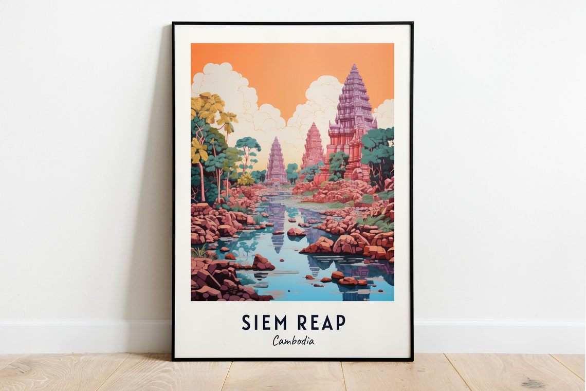Siem Reap Cambodia Travel Print Wall Art Siem Reap Cambodia City Print Siem Reap Cambodia Travel Gift Siem Reap Cambodia Poster