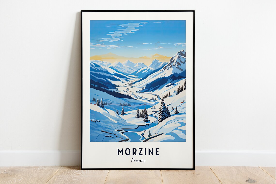 Morzine France Snow Covered Alpine Valley And Mountain Road Poster