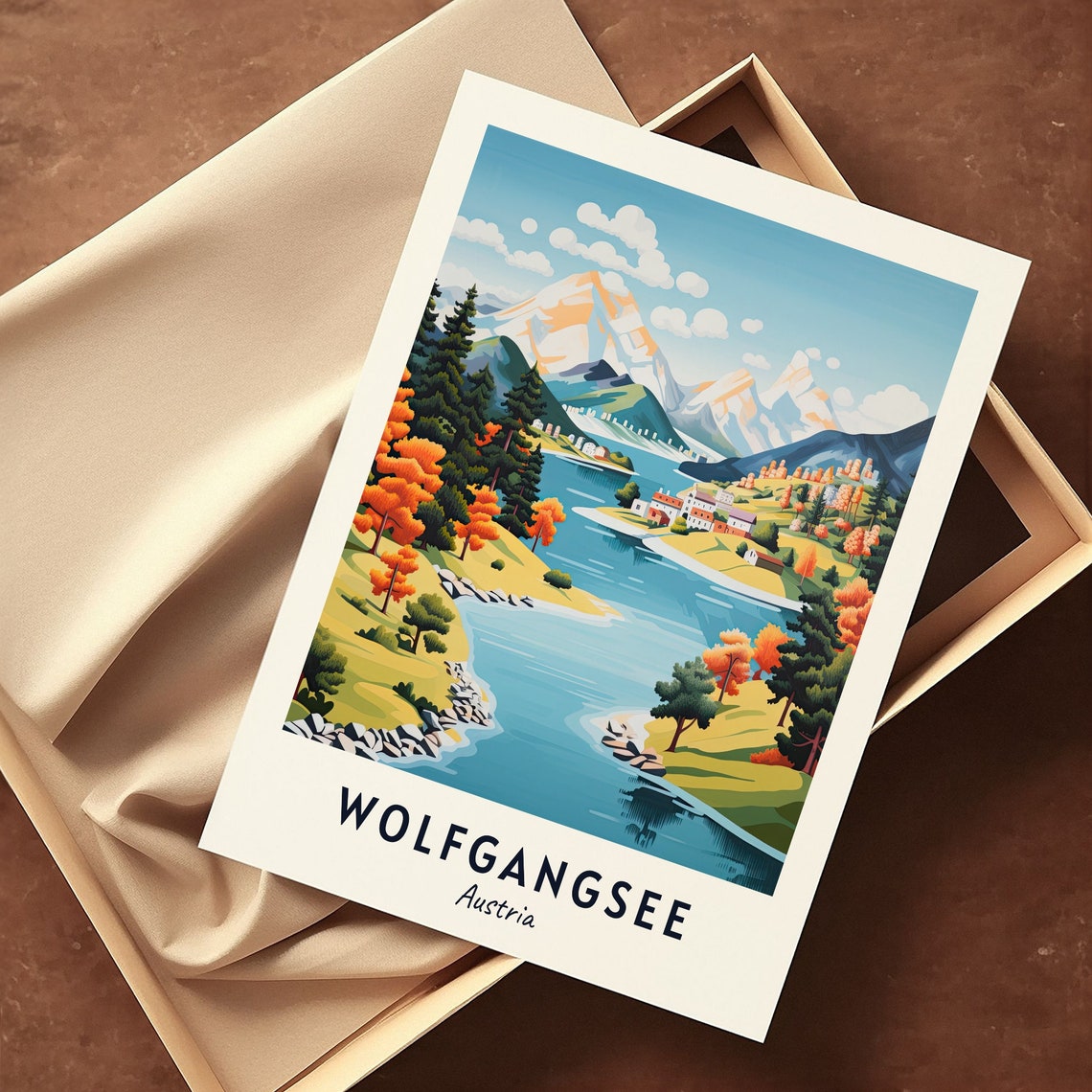 Wolfgangsee Austria Alpine Lake In Autumn Colors With Village Poster - Image 3