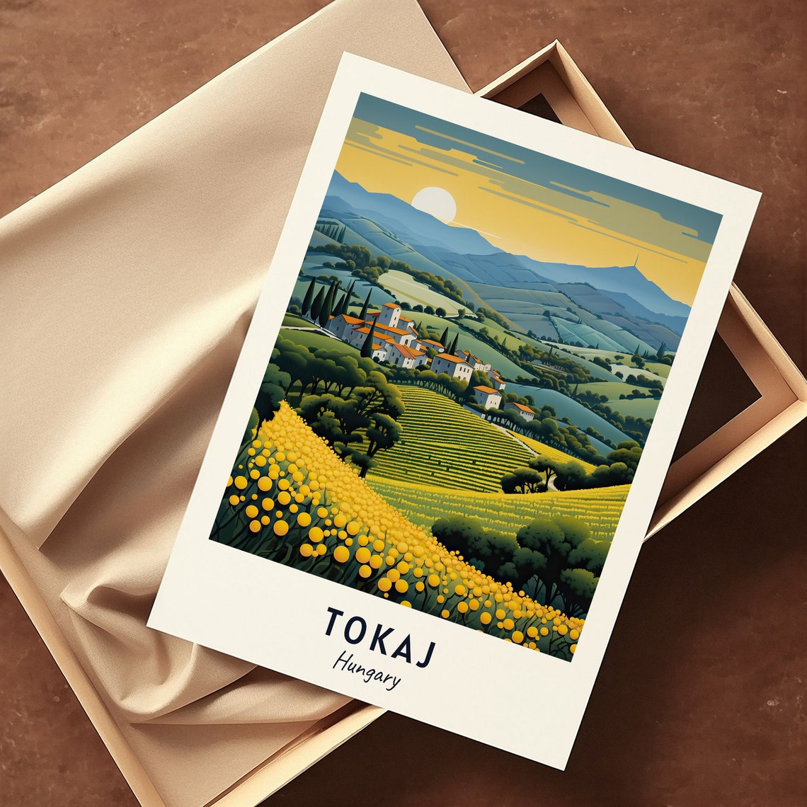 Tokaj Vineyard Hills at Sunset in Hungary Wine Country Travel Poster - Image 3
