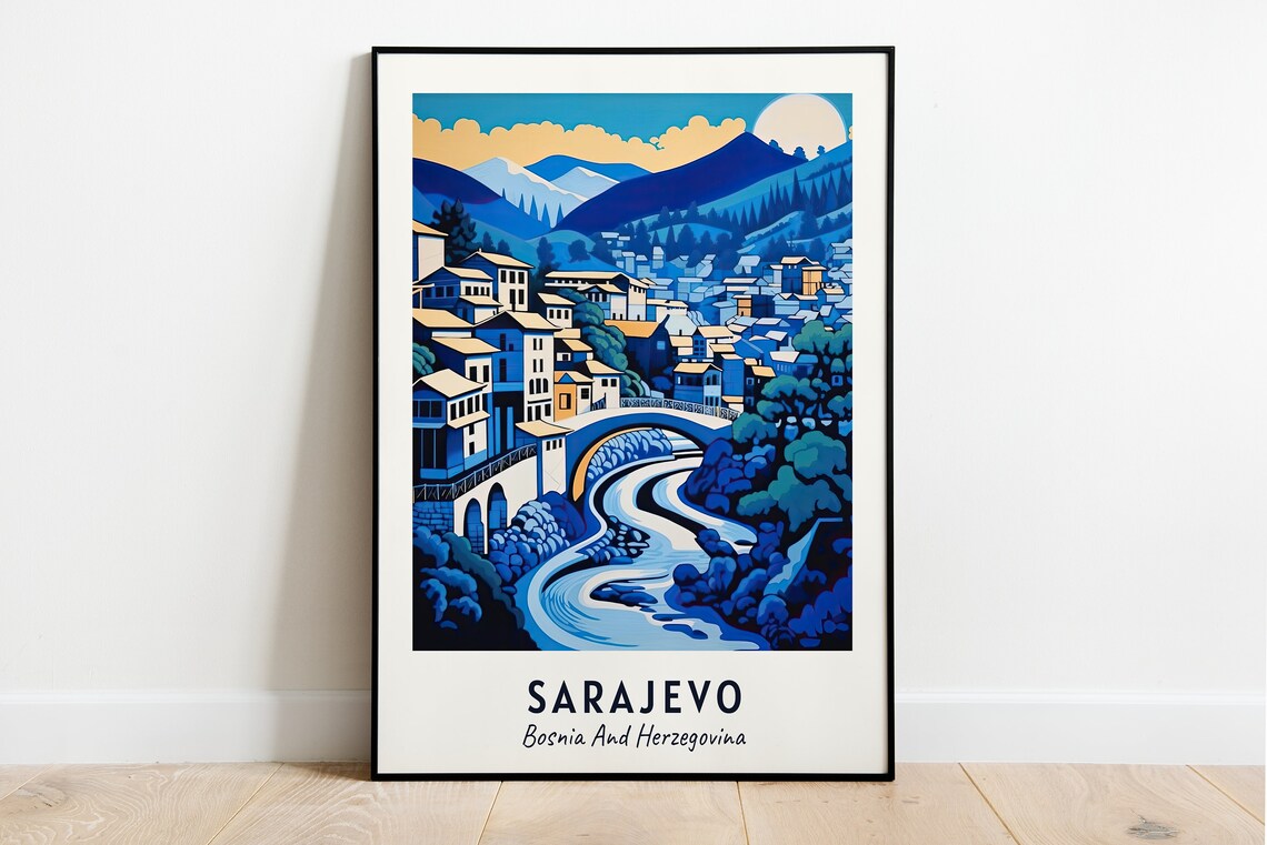 Baarija Travel Print, Sarajevo City Poster