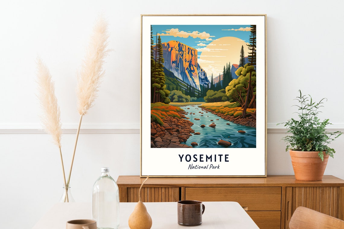 Yosemite National Park Sunset Cliff River View Travel Poster - Image 2