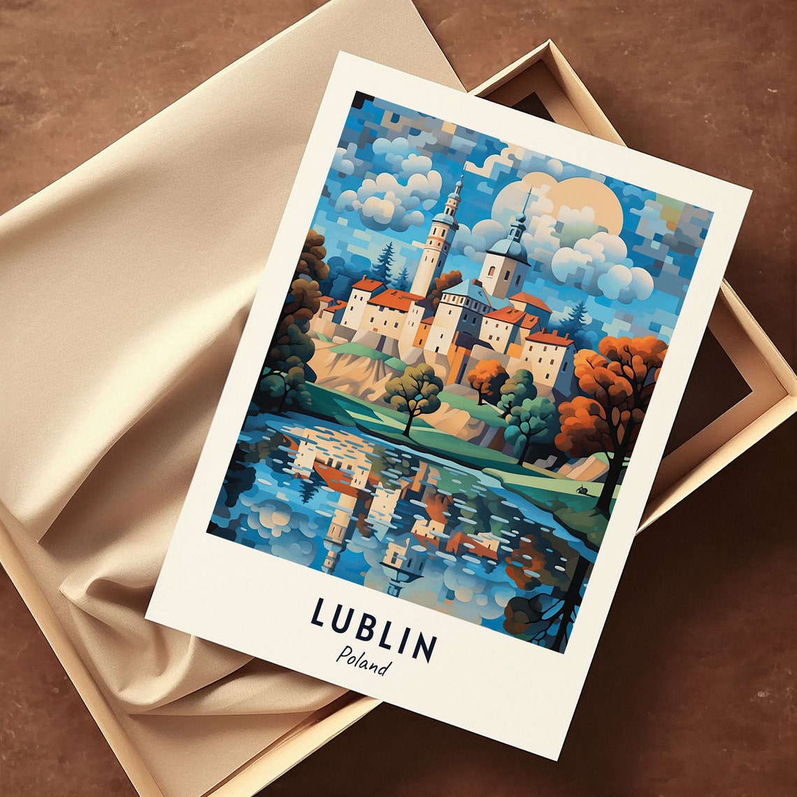 Lublin Castle Reflected in a Moonlit Lake at Dusk Poland Poster - Image 3