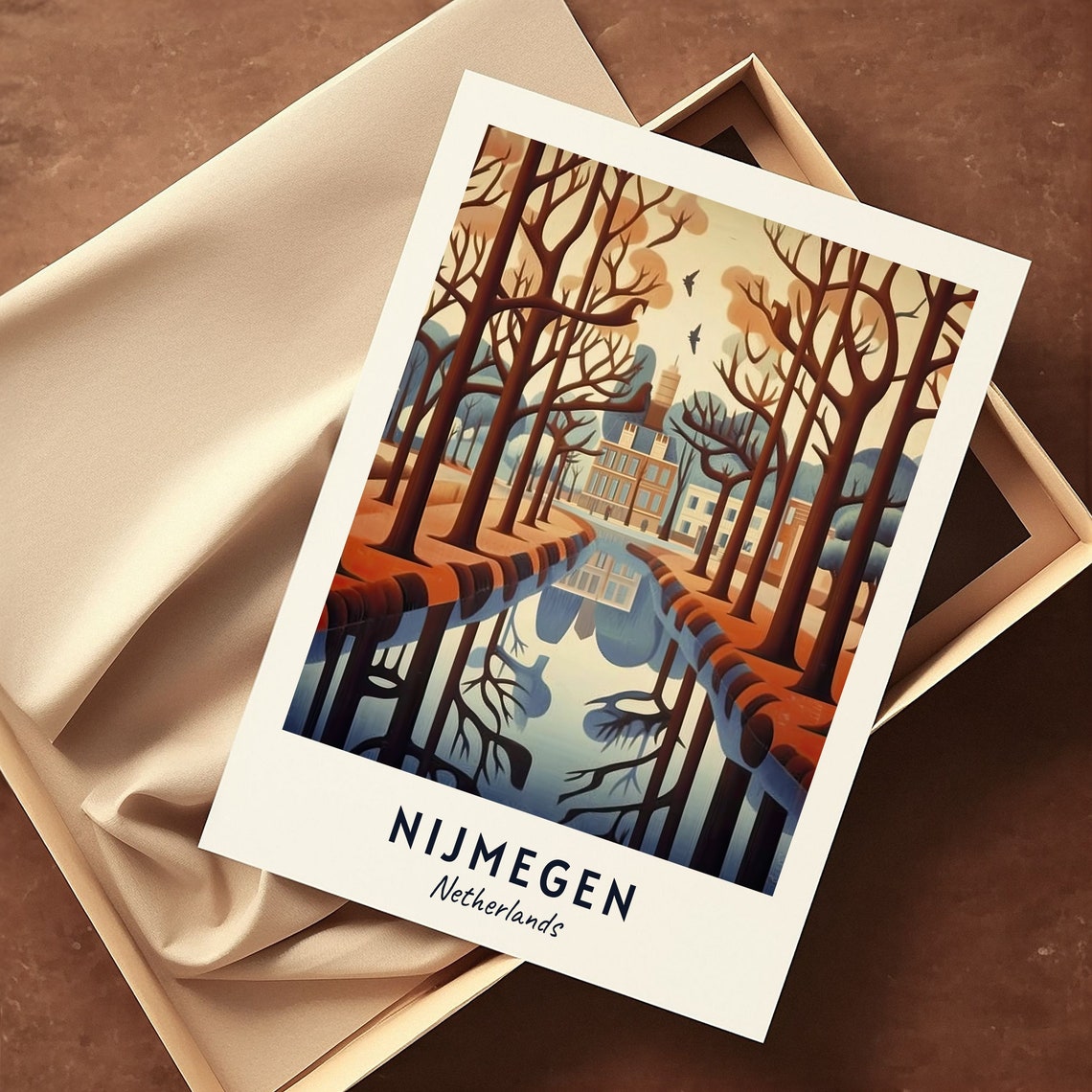 Nijmegen Netherlands Canal Reflection Autumn Trees Museum Poster - Image 3