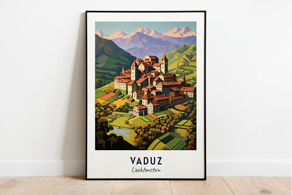 Vaduz Liechtenstein Castle Overlooking The Town And Alps Poster