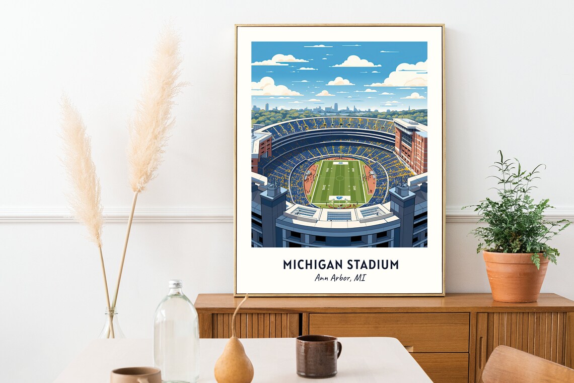 Michigan Stadium Art Print, Ann Arbor Football - Image 2