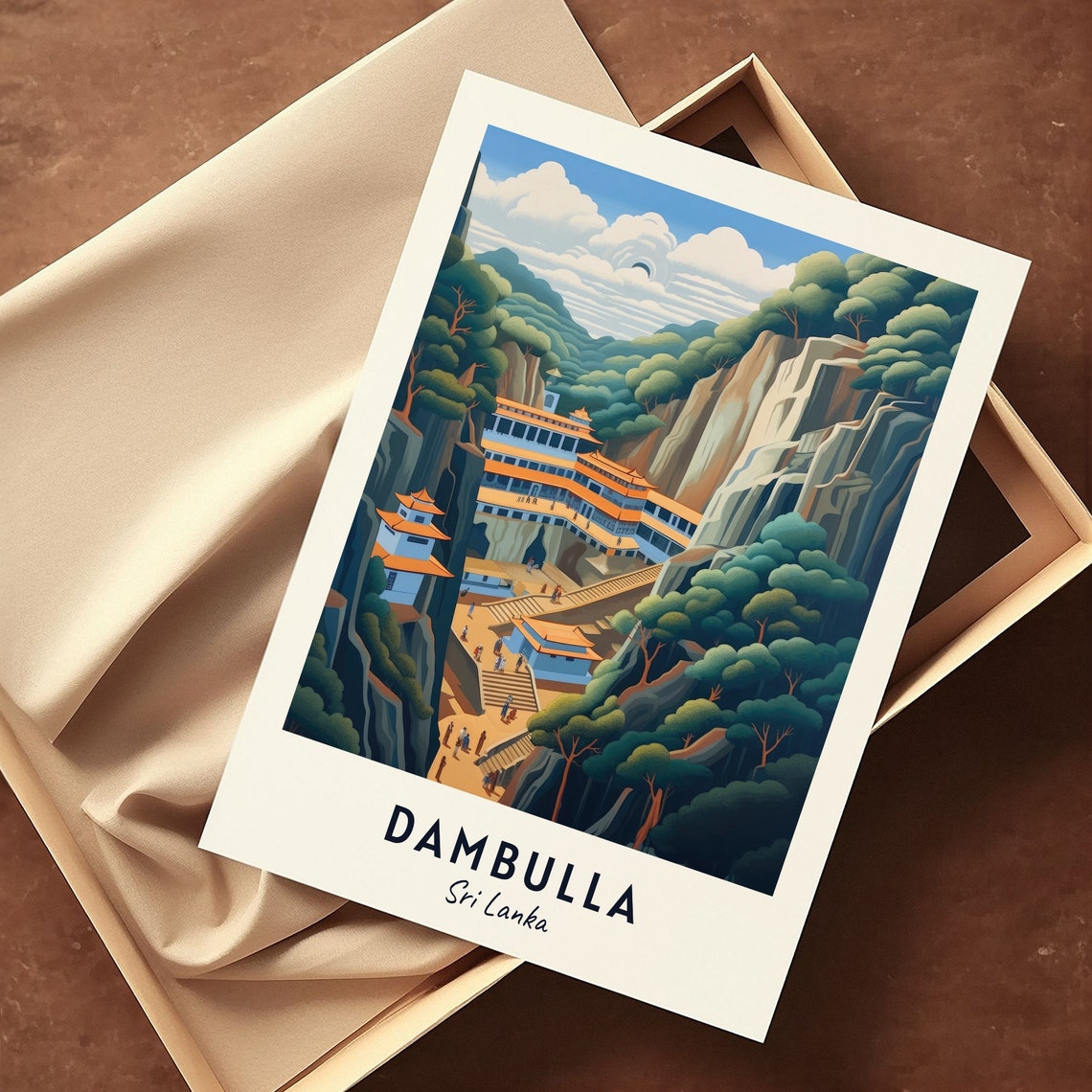 Dambulla Sri Lanka Ancient Cave Temple In The Forest Travel Poster - Image 3