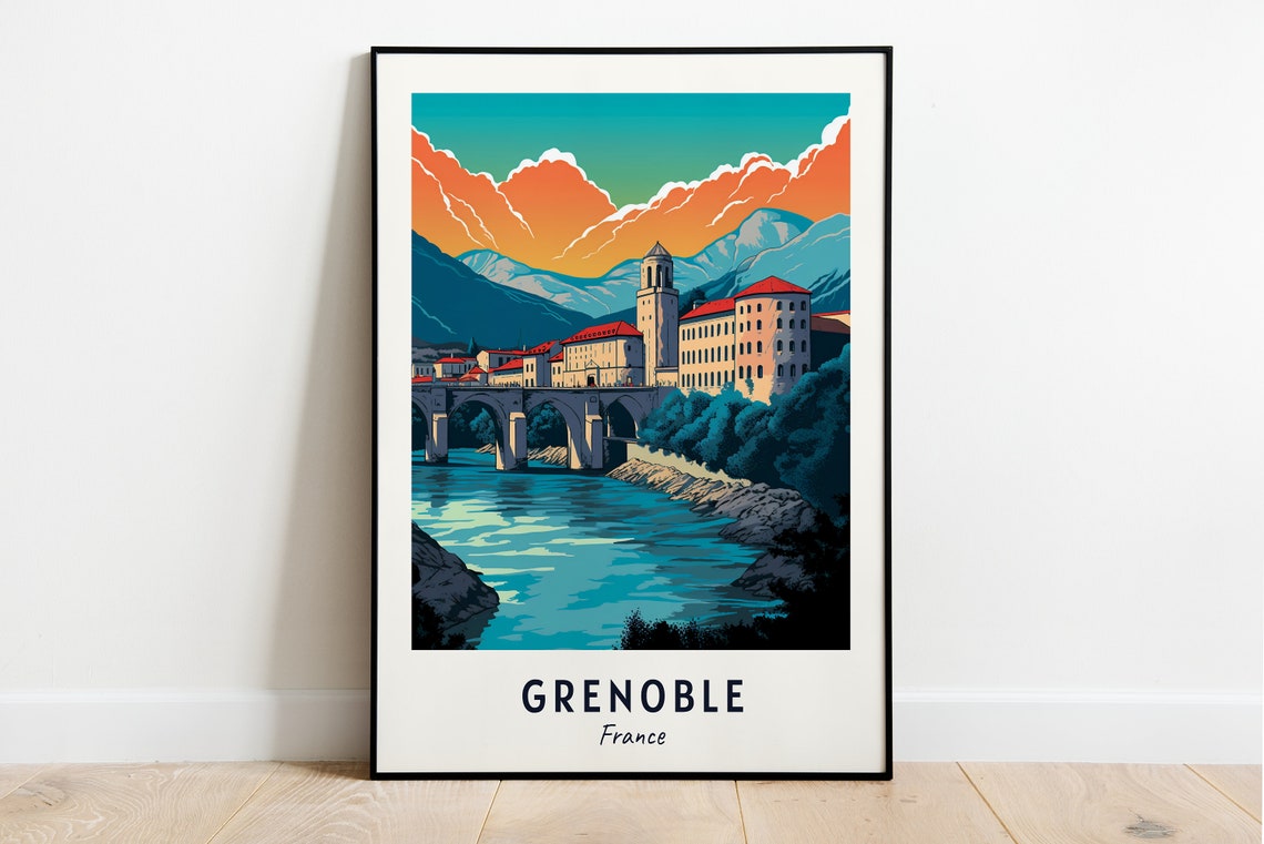 Grenoble Travel Print Wall Art Grenoble France City Print Grenoble Travel Gift Grenoble City Poster Travel Gift
